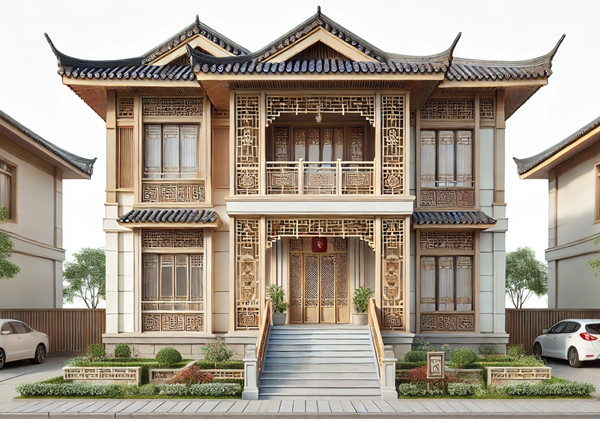 150平方米中式轻钢别墅户型设计图，感受高端与古典之美