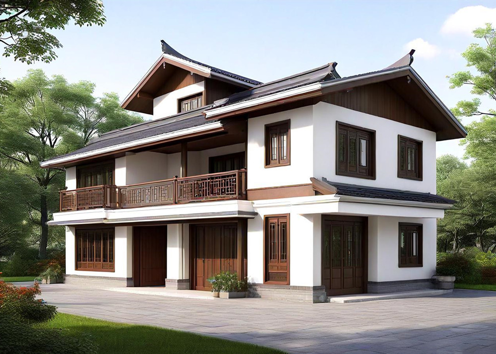 中式风格轻钢别墅 中式风格轻钢别墅