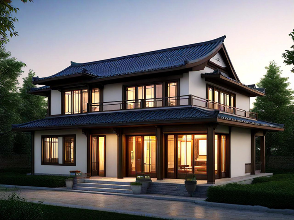 中式风格轻钢别墅 中式风格轻钢别墅