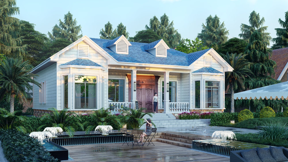 睿婕轻钢别墅公司设计的一层轻钢别墅户型效果图 睿婕轻钢别墅公司设计的一层轻钢别墅户型效果图