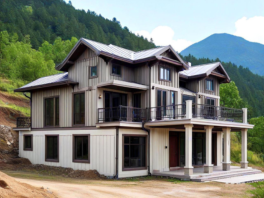 在山区搭建的轻钢别墅 在山区搭建的轻钢别墅